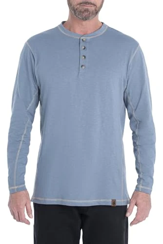 Men's Standard Maverick Slub Henley Shirt, Blue Mirage, Medium