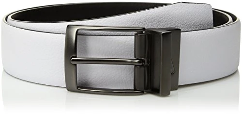 Men's Standard Pebble Feather Edge Reversible Belt, white/black, 34
