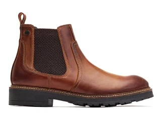 Mens Stellar Pull Up Tan Leather Chelsea Boots UK 7
