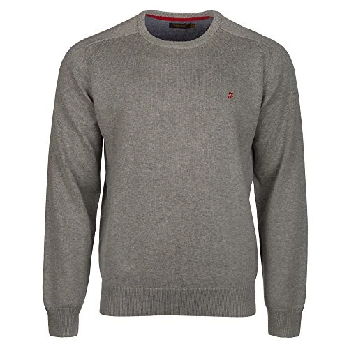 Mens Stern Knitted New Crew Neck Jumper Grey Melange XXLarge