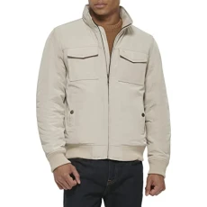 Men's Stevie Flight Bomber Jacket Coat, Stone, 3XL Men's Stevie Flight Bomber Jacket Coat, Stone, 3XL