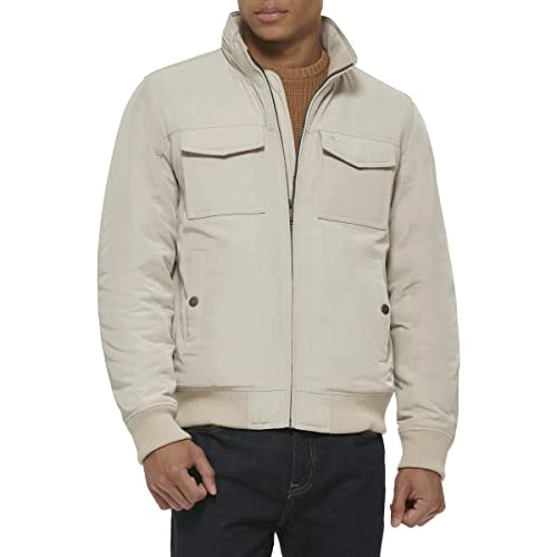 Men's Stevie Flight Bomber Jacket Coat, Stone, 3XL