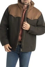 Men's Stockyards Bozeman Canvas Western Coat Jacket, Moose Brown, L Men's Stockyards Bozeman Canvas Western Coat Jacket, Moose Brown, L