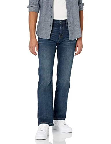 Men's Straight-Fit Bootcut Jeans, Dark Wash, 36W / 30L