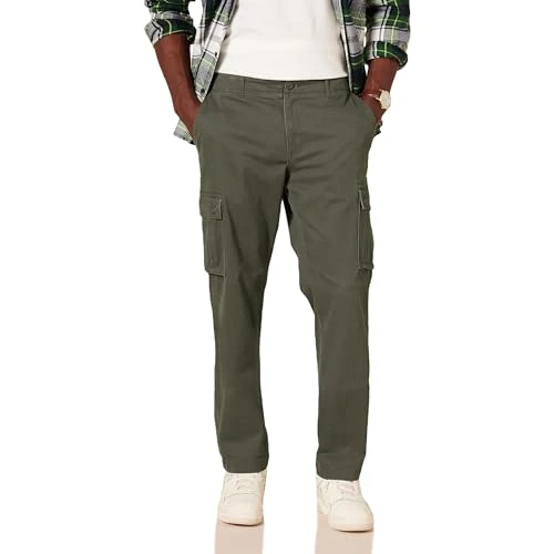 Men's Straight-Fit Stretch Cargo Trouser (Available in Big & Tall), Olive, 32W / 30L