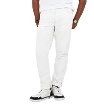 Men's Straight Leg Classic Summer White Denim Jeans, 34W x 32L