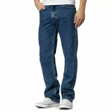 Mens Straight Leg Denim Jeans Comfortable Stylish & Classic Plain Fashion Hard Wearing Jean for Men Regular Fit Cotton Denim Pants Trousers, Dark Blue-48W / 27L