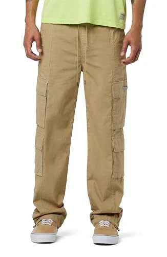 Men's Straight Leg Drawcord Cargo Pant Casual, Ripstop Tan, Large