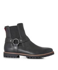Men's Strap Detail Oiled Leather Biker Boots Ankle, Black, 9 UK Men's Strap Detail Oiled Leather Biker Boots Ankle, Black, 9 UK
