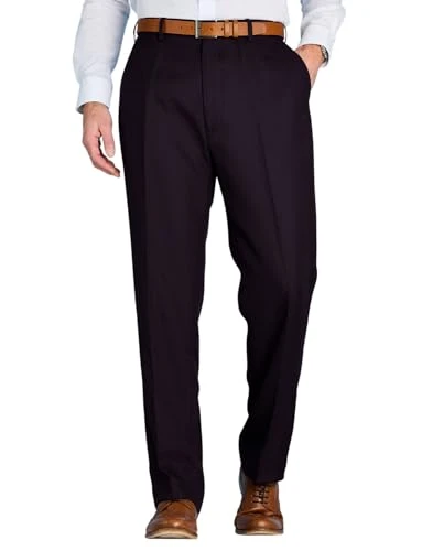 Men's Stretch Waist Formal Smart Work Trousers Hidden Elasticated Waist Smart Work Pants Black