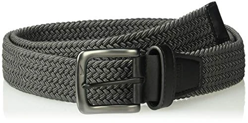 Men's Stretch Woven Belt, Charcoal Grey, M UK