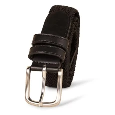 Men's Stretch Woven Plait Belt, Black, 52