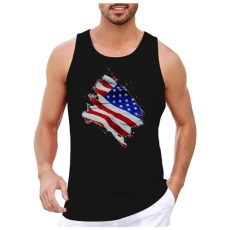 Men's Stringer Gym Tank Top Shirt Print Cotton Bodybuilding Sport Vest Mens Tank Tops Mens Leather Waistcoat Vest Mens Short Sleeve Shirts Casual Holiday (Black, XL)