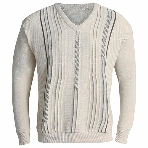 Mens Stripe V Neck Long Sleeve Jumper Knitted Top Soft Knit New Pullover Knitwwear Business Office C