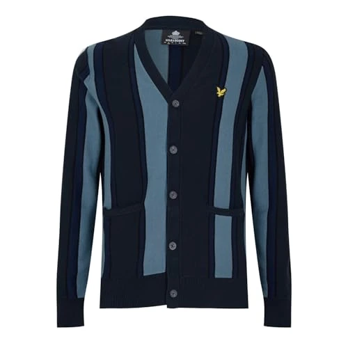 Mens Striped Cardigan Slate Blue/Navy M