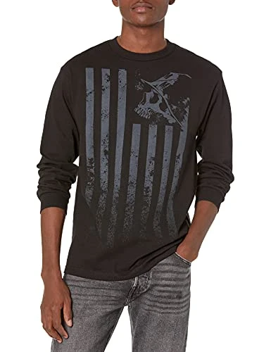 Men's Stripes Long Sleeve Tee Shirt Black T, XXXXL