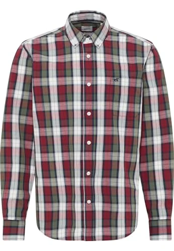 Men's Style Clemens Check Dress Shirt, Multi_redgreen 12488, XL