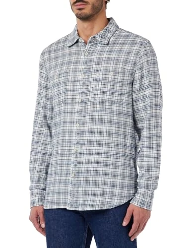 Men's Style Clemens Flannel Shirt, Blue_m_Check 12490, L