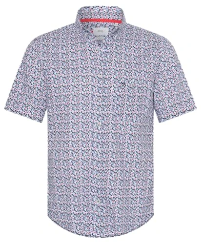 Men's Style Dan P Cotton Linen Slub Short Sleeve Shirt Button, Coral, S