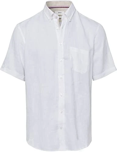 Men's Style Dan U Airwashed Short Sleeve Linen Shirt, White, S