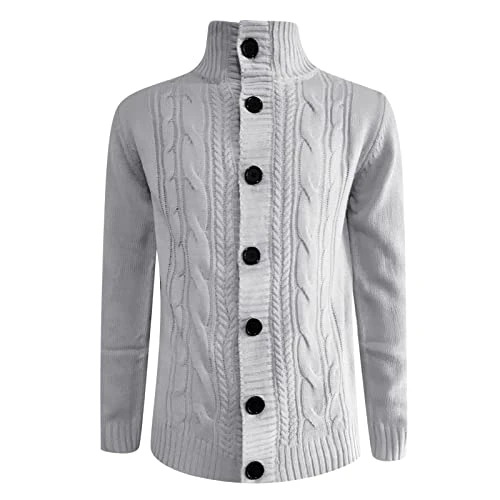 Men's Stylish Cadigan Sweater Modern Fit Soild Knit Cardigan Mens Vacation Birthday Men's Jumpers White