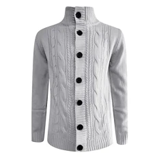 Men's Stylish Cadigan Sweater Modern Fit Soild Knit Cardigan Mens Vacation Birthday Men's Jumpers White