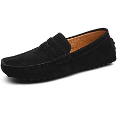 Men's Suede Leather Penny Loafers Comfort Driving Shoes Moccasin Slippers Black 2088 UK9