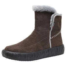 Men's Suede Leather Slip-On Snow Boots Outdoor Anti-Slip Fur Lined Ankle Boots Coffee SN071061 UK6.5 Men's Suede Leather Slip-On Snow Boots Outdoor Anti-Slip Fur Lined Ankle Boots Coffee SN071061 UK6.5