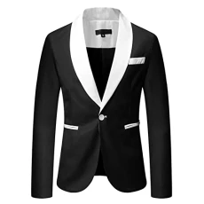 Men's Suit Jacket Slim Fit Sporty Suit Jacket Men's Blazer for Business Wedding Leisure Men's Jacket Regular Fit Suit Jacket Linen Suit 1 Button Summer Leisure Jacket Tuxedo Everyday Suits, black, M