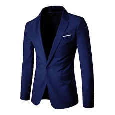 Men's Suit Jacket Sporty Leisure Blazer Regular Fit Men's Suit One Button Business Jacket Wedding Suit Plain Suit Jacket Casual Vintage Suit Jackets Slim Fit Casual Jackets, navy, 5XL