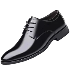 Men's Suit Shoes Lace-Up Shoes Leisure Men's Business Fashion Breathable Colour Style Summer Solid Men's Leather Shoes Men Lace-up Shoes Formal Modern Business Shoes, black, 9.5 UK