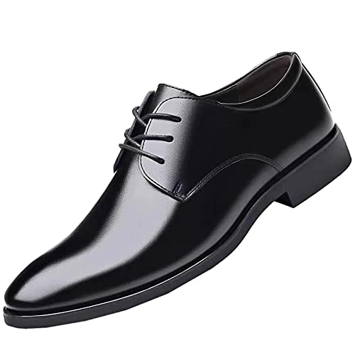 Men's Suit Shoes Lace-Up Shoes Leisure Men's Business Fashion Breathable Colour Style Summer Solid Men's Leather Shoes Men Lace-up Shoes Formal Modern Business Shoes, black, 9.5 UK