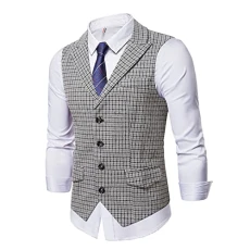 Men's Suit Vest Business Formal Dress Waistcoat Solid Slim-Fit v neck Waistcoat Men Uk Stretch Work Waistcoats For Men