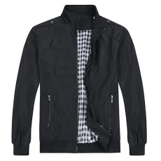 Mens Summer Bomber Jackets Baseball Lightweight Jacket Windbreaker Coat Sports Jacket #7533 Black XL
