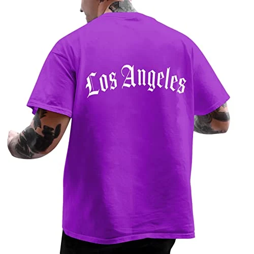 Men's Summer Casual 3D Digital Print T-Shirt Short Sleeve T-Shirts Boys, purple, XL