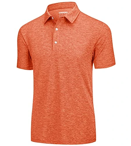 Mens Summer Casual Polo Shirt Breathable Short Sleeve Tennis Shirt Quick Dry Sport Polo Shirt,Orange