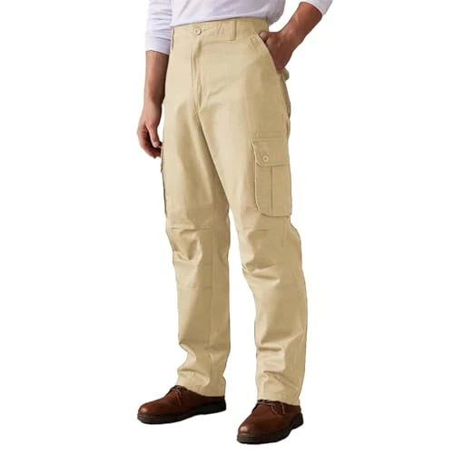 Men's Summer Classic Straight Leg Chino Trousers Spring Casual Cargo Business Office Work Twill Trou