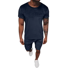 Men's Summer Outfit Beach Short Sleeve Fixed Shirt Short Suit Shirt Trousers 2 Piece Suit with Pockets Suits & Jackets for Men, navy, M Men's Summer Outfit Beach Short Sleeve Fixed Shirt Short Suit Shirt Trousers 2 Piece Suit with Pockets Suits & Jackets for Men, navy, M