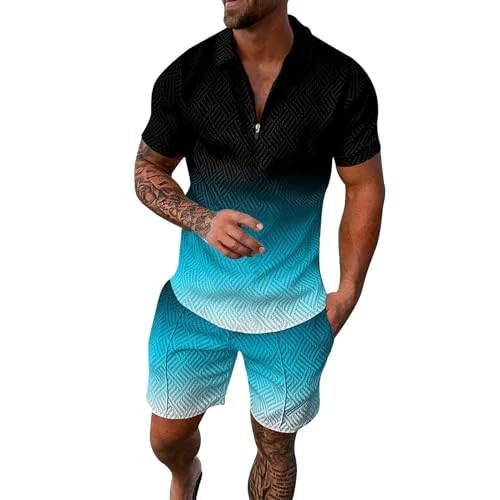 Mens Summer Outfits Big and Tall Sportswear Short Sleeve Outfit Track Suits Men Set Trousers Two-Pie