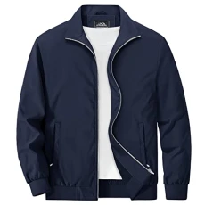 Men's Summer Thin Jacket Stand Collar Windbreaker Casual Jackets Lightweight Cargo Bomber Jacket