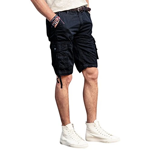 Men's Summer Work Cargo Shorts Casual Multi Pocket Outdoor Pants Black 30