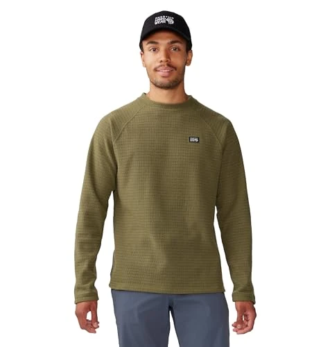 Men's Summit Grid Long Sleeve Crew, Combat Green, XXL