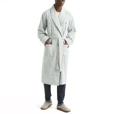 Men's Sustainably Crafted Plaid Robe, High Rise, S-M