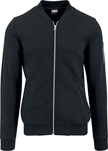 Men's Sweat Bomber Jacket, Black (Black 7), M