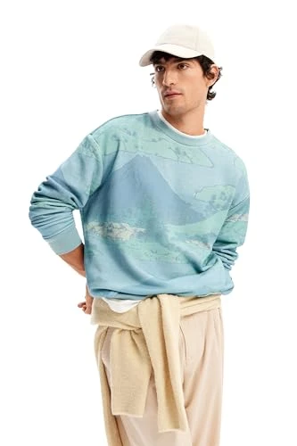 Men's Sweat_Amerigo Sweater, Green, Collar Size: 17.5