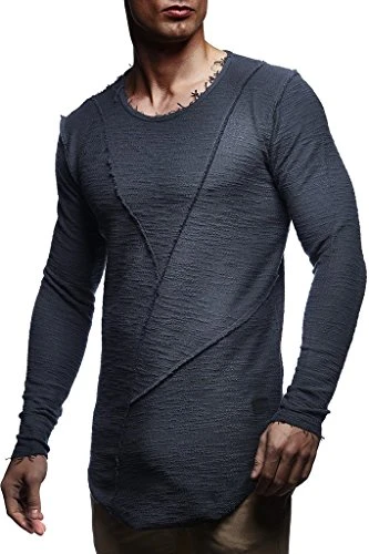 Men's Sweater Long Sleeve Crew Neck Sweatshirt LN-6323 Anthracite Large