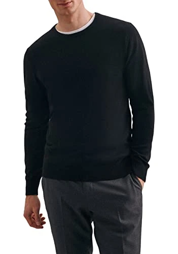 men's sweater - regular fit - pullover - round neck - long sleeve - 100% cotton Black