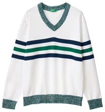 Men's Sweater V-Neck M/L 1298k400a, White 901, L Men's Sweater V-Neck M/L 1298k400a, White 901, L