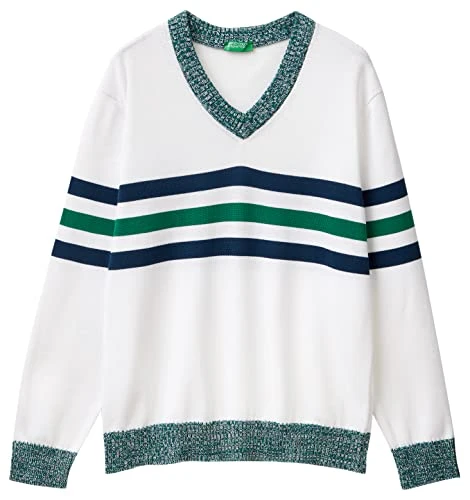 Men's Sweater V-Neck M/L 1298k400a, White 901, L