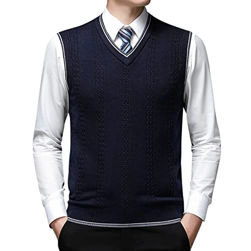 Men's Sweater Vest Sleeveless Jumper Casual Business Knitted Tank Tops V Neck Knitted Sweater Vest T